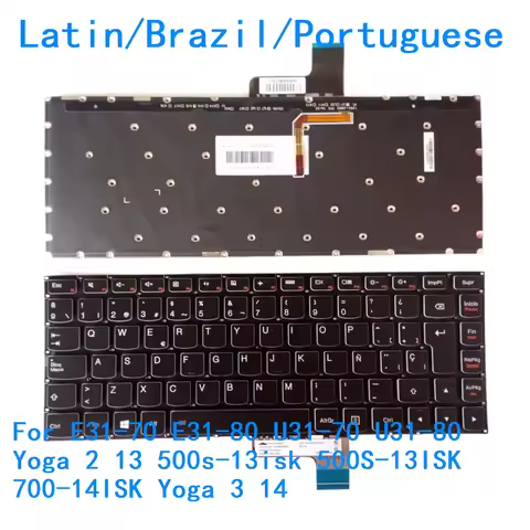 LA BR PT Backlit Keyboard For Lenovo E31-70 E31-80 U31-70 U31-80 Yoga 2 13 500s-13isk 500S-13ISK 700