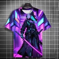 Fashion New 3D Printed Neutral Personality Anime T-shirt Summer Short Sleeve Y2k Top Warrior Tattoo