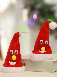 2 piezas de gorro con movimiento y luz ideal para regalo para esta temporada navideña color rojo