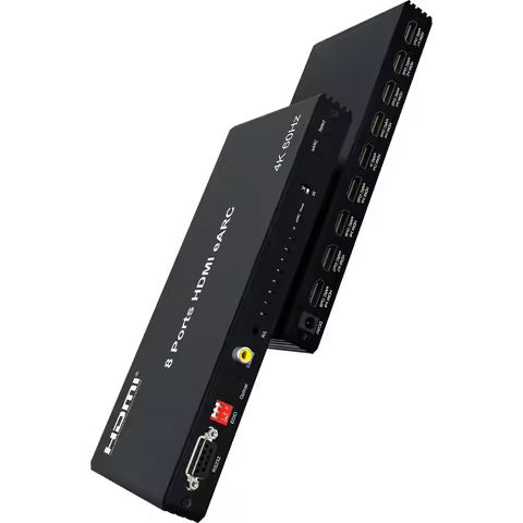 8 Ports HDMI EARC Audio Extractor Repeater 1 in 8 Out EARC Audio Return 1x8 Splitter / 4K 60Hz 8x1 H