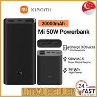 [SG In Stock]Xiaomi 3C Powerbank 50W Powerbank CCC PB200SZM 20000mAh Chargeable USB Type C & USB A 3