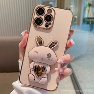 A Cute And Minimalist Electroplated Rabbit Stand Case Designed for Iphone 11, Iphone 13, Iphone 14, 