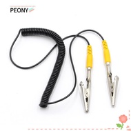PEONYSG Anti-Static ESD Grounding Cable, 2mm 180cm / 71" Coiled Cord, Male-to-Female PU,Metal Black 