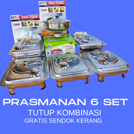 Prasmanan 6 SET TUTUP FULL KACA isi 5 Prasmanan KOTAK 1 Prasmanan Bulat SOUP Gratis Sendok KERANG Pe