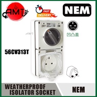 NEM ISOLATOR SWITCH SOCKET WEATHERPROOF 13A BUMP COVER SWITCH  IP66 56CV313T