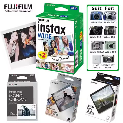 Fujifilm Instax Wide White Edge/Mono Chrome/Brushed Metallics/Black Frame photo film For Instant Cam