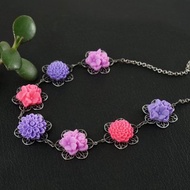 Purple Lilac Lavender Ultra Violet Pink Fuchsia Flower Floral Necklace Jewelry