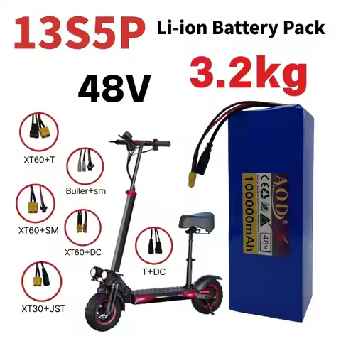 48V 100Ah 18650 Lithium Battery 13S5P rechargeable Battery Pack Built-in Intelligent BMS For 1500W e