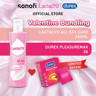 Valentine Bundle Lactacyd All Day Care Pembersih Kewanitaan 250ml + Durex Pleasuremax 3s