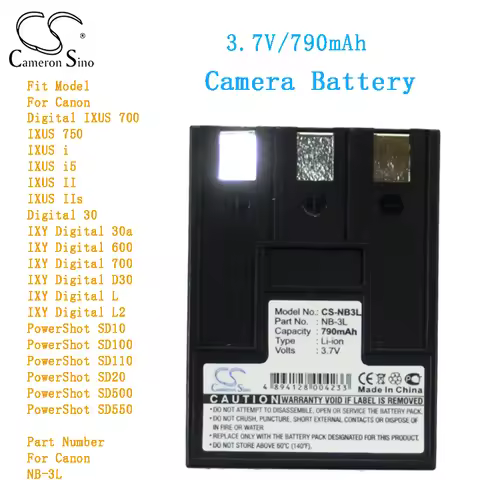Cameron Sino790mAh Camera Battery for Canon PowerShot SD100 SD110 SD20 PowerShot SD500 PowerShot SD5