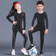 Sut Latihan Bola Keranjang Cepat Kering Pakaian Ketat Kanak-Kanak Set Sukan Perempuan Lapisan Dasar 