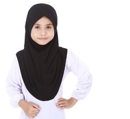 TUDUNG SEKOLAH BUDAK AWNING SCUBA HITAM | TUDUNG SARUNG BLACK SIZE M, L, XL