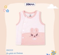 Áo gile Sơ sinh giũ ấm ngực cúc bấm kẻ sọc phối tai thỏ chất vải cotton dày giữ nhiệt Hiệu Dokma