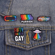 Rainbow Color GAY Text Enamel Brooch Fashion Clothing Accessories Backpack Badge Jewelry Gift