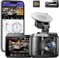 AZDOME 4K HDR Dash Cam Front and Rear with 4-Megapixel Image Sensor, 128GB eMMC, ADAS, 4K+1080P Dash