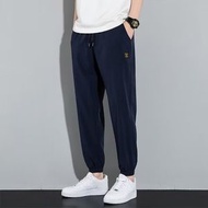 冰絲運動褲男夏季速乾薄款透氣九分褲 休閒褲 青少年- 黑色 M