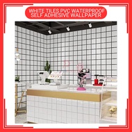 60cm x 5meter White Tiles PVC Waterproof Wallpaper Wall Sticker Kertas Dinding