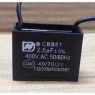 Capacitor 2.5uf 400VAC - Table fan capacitor - Hanging fan capacitor - Radiator fan capacitor.