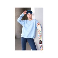 Justever Crew Neck Basic Blue Women's Sweatshirt Tracksuit Top - Aura