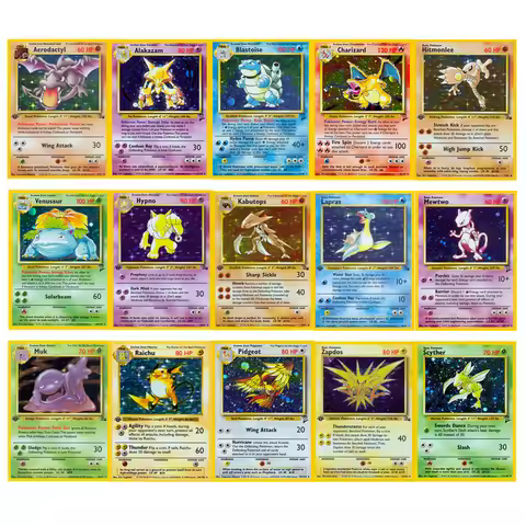 PTCG Fossil/Base set 2 Charizard Raichu Venusaur Pidgeot PKM PROXY Cards Foil Game Collection Cards 