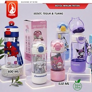 Children's Drinking Bottle with Straw and Sip Tumbler TRITAN Kuromi Elsa Marvel Mickey Character BPA