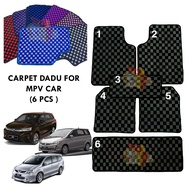 MPV 6 pcs Karpet Dadu / Carpet Checkmate / Carpet Anti Slip , For Alza, Exora, Livina, Alza 2022 ,Pe