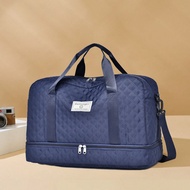 Solid Color Simple Travel Luggage Zipper Handbag Multifunctional Separate Shoe Compartment Large Cap