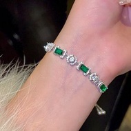 新中式仿真祖母綠高級感輕奢小眾精緻手鏈女 顯白顯貴氣飾品