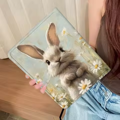 Art paint flowers rabbit For Samsung Galaxy Tab A A7 A8 A9 A11 S6 S11 10.1 10.4 10.5 Inch Lite Plus 