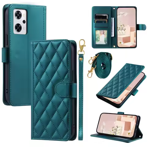 For OPPO Reno 9A Phone Case Crossbody Back Long Lanyard Silicone Protective Case Flip Leather Case