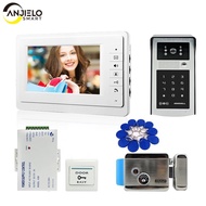 AnjieloSmart Wired 7" Video Door Phone Doorbell Video Intercom Home Security System + IR RFID Code Keypad Camera Electric lock