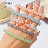[Best Choice] Minimalist Bamboo Joint Shape Beads Bangle/ Ice Cool Simulation Jade Hand String/ Chinese Style Lucky Bracelet Jewelry