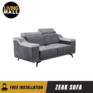 Living Mall Zeak 2-Seater 3-Seater Sofa Adjustable High Back in Grey Fabric