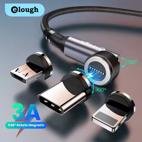 Elough 540 Magnetic Cable 3A Fast Charging Micro USB Type C Cable For iPhone Xiaomi Samsung Magnet C