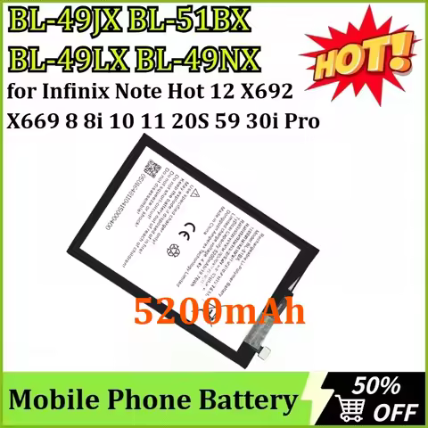 BL-49JX BL-51BX BL-49LX BL-49NX Battery New for Infinix Note Hot 12 X692 X669 8 8i 10 11 20S 59 30i 