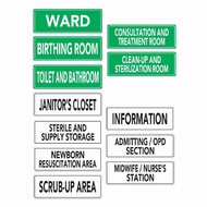 SIGNAGE - WARD - BIRTHING ROOM - PVC PLASTIC MATERIAL SIGNAGE
