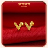 Stud earrings 916 solid gold womens letter "V" simple mini jewelry for children and women holiday gifts