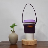 客製化手繡字飲料袋 深紫色布