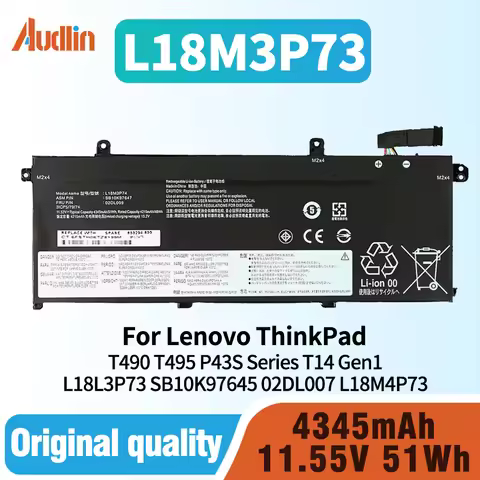 L18M3P73 L18M3P74 Battery for Lenovo ThinkPad T490 T495 P43S Series L18L3P73 SB10K97645 02DL007 L18M