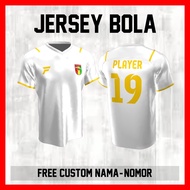 PUTIH Mitra Kukar Tenggarong Club White Football Jersey Shoulder Stripe Custom Name and Back Number 