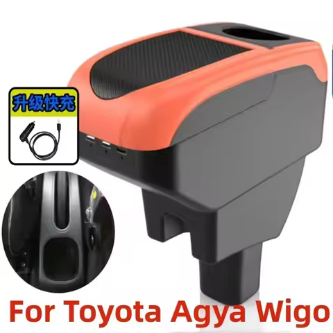 NEW For Toyota Agya Armrest box For Toyota Agya Wigo Car Armrest Central Storage box Retrofit with U