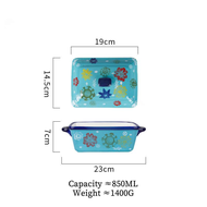 【A Flexible】 OMK Nordic style Ceramic Baking Tray With Handle Salad Bowl With Cover Rectangular Bowl