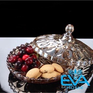 High Quality Divided Crystal Glass Jam Tray with Golden Polka Dot Pattern / Tet Jam Bowl 510-9BV M36