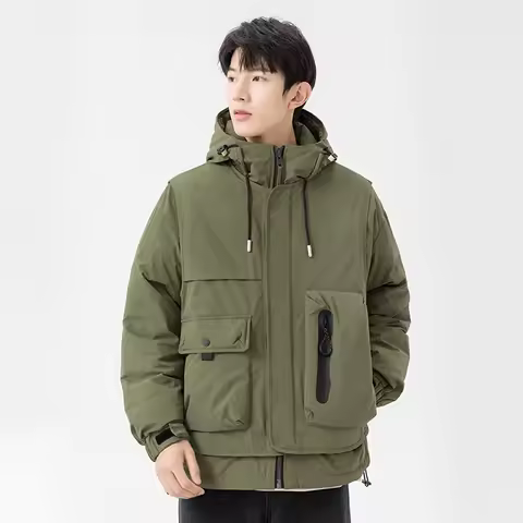 Men's Winter Puffer Jacket Thickened White Duck down Hooded Mountain Series Warm Couple's Outerwear 