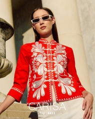 [4411] เสื้อตรุษจีนแขนยาว งานปักลายทั้งตัว  ผ้าคอตตอล กระดุมหน้า ทรงสวย แพทเทิลเป๊ะ