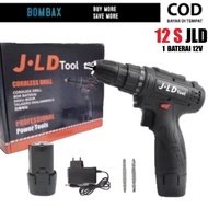 Mesin Bor J12s Changer JLD TOOLS Cordless Driver Drill Baterai Obeng E