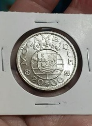 1960年葡萄牙屬莫桑比克20埃斯庫多銀幣  BU品相  車輪轉光