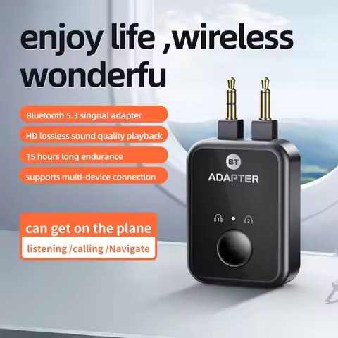 Transmitter Bluetooth 5.3 Dual 3.5mm Aux Wireless Stereo Audio Adapter Pairing Connect 2 Headphone S