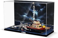 cooldac Acrylic Display Case Compatible with Lego Ideas 21350 The White Shark, Dustproof Transparent
