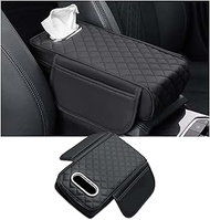 Car Center Console Armrest Pad for MG 4, Leather Cover with Storage Pocket & Tissue Box Holder, Memo